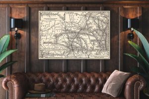 chicago Single canvas rectangle Antique CHICAGO and NORTHWESTERN Railway Map Chicago St Paul Minneapolis Omaha Railway Map