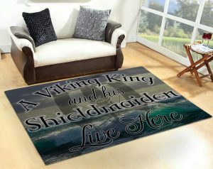 viking king and sheild maiden live here rug