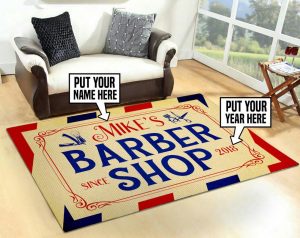 personalized barber shop rug