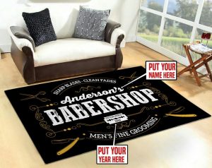 personalized barber shop rug