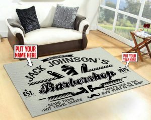 personalized barber shop rug