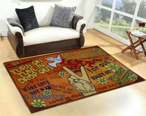 hippie Peace Flower Power rug
