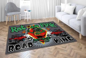 Rat fink bad king hot rod rug