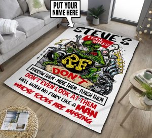 Personalized rat fink garage rug tool rules
