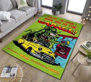 The garage is mine - Rat fink hot rod garage rug