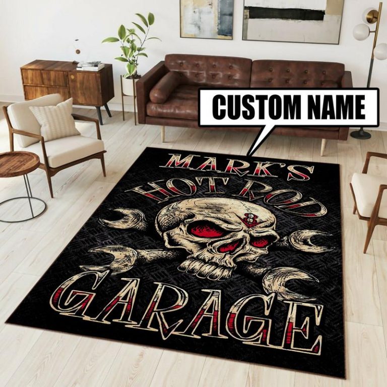 Custom Garage Rugs personalized hot rod garage rug 08013 - Rustypod Store