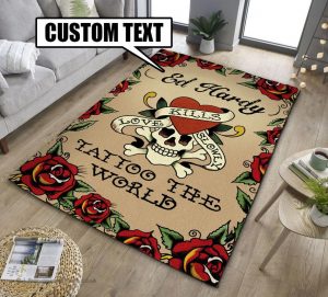 personalized tattoo the world rug