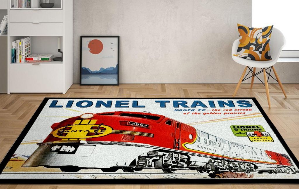Red Train Rug LIONEL TRAINS | SANTA FE| The Red Streak rug 08626 - Rustypod Store