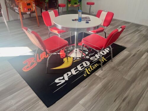 Click to view full screen Personalized speed shop | hot rod rug 08462 photo review