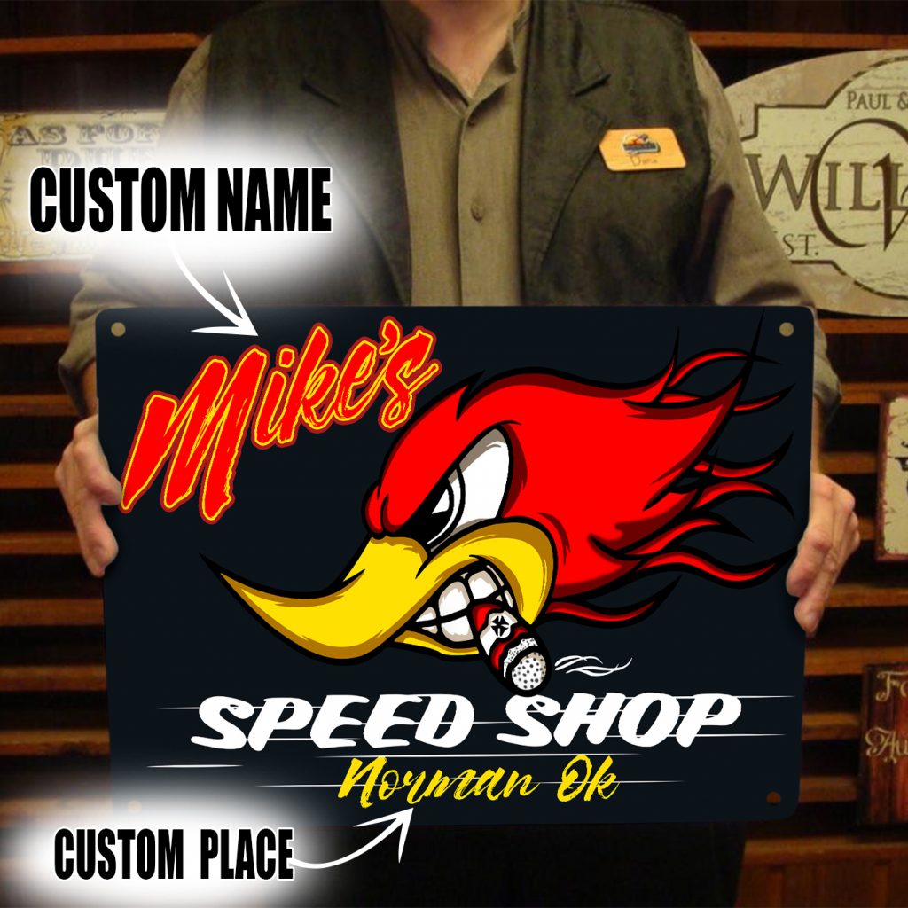 Personalized speed shop | hot rod Printed Metal Sign 08462 - Rustypod Store