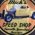 milner's speed shop american graffiti [personalized] round mat 05285