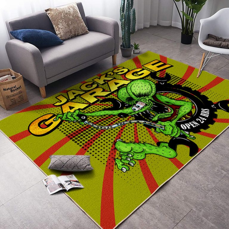 Custom Garage Rugs personalized hot rod garage rug 09006 - Rustypod Store
