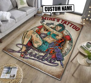 personalized tattoo studio rug