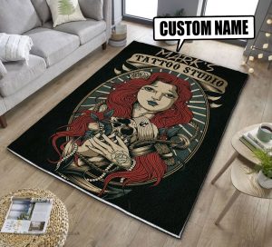 personalized tattoo studio rug