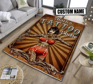 personalized tattoo studio rug