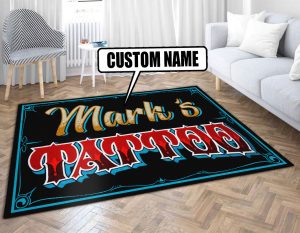 personalized tattoo studio rug