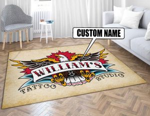 Personalized tattoo studio rug