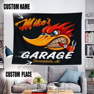 personalized garage | hot rod tapestry