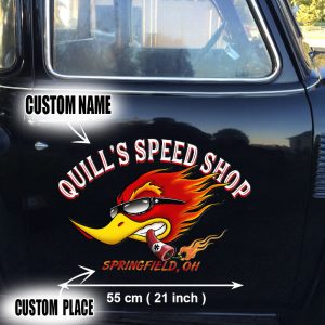 2 PCS personalized Speed Shop | Hot Rod vinyl stickers