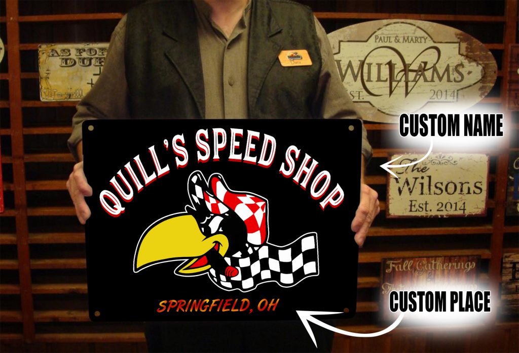 personalized hot rod garage | speed shop | racing printed metal sign ...