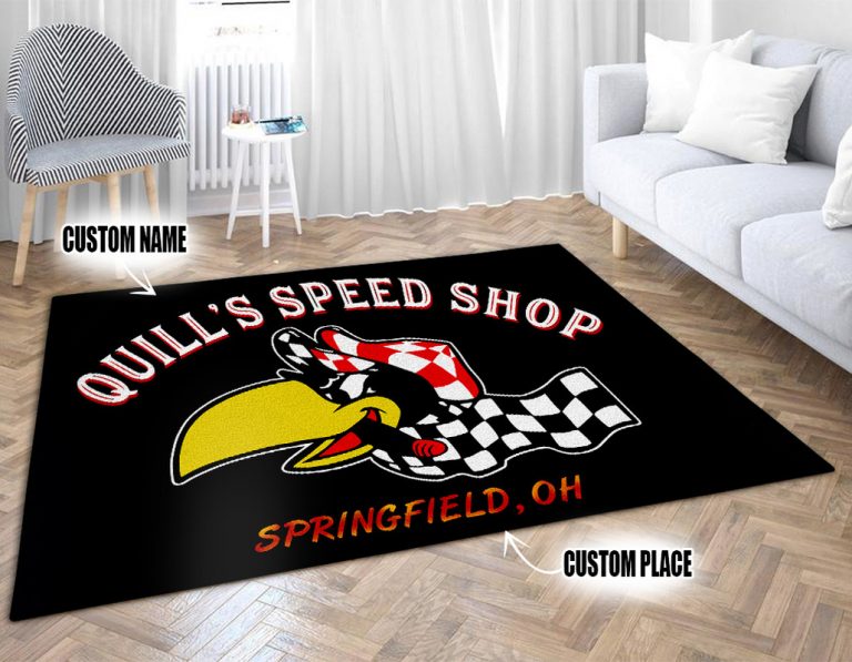personalized hot rod garage | speed shop | racing rug 09845 - Rustypod ...