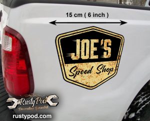 2 pcs personalized speed shop | hot rod garage | rat rod | door lettering vinyl sticker