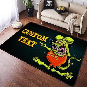 Personalized hot rod garage | rat fink | muscle car | Kustom Kulture rug