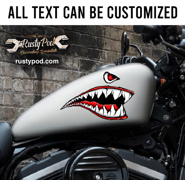 Teeth Motorcycle Sticker 2 pcs shark teeth motorcycle fuel tank decal 10211 - Rustypod Store