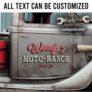 2 pcs personalized moto ranch lettering vinyl sticker