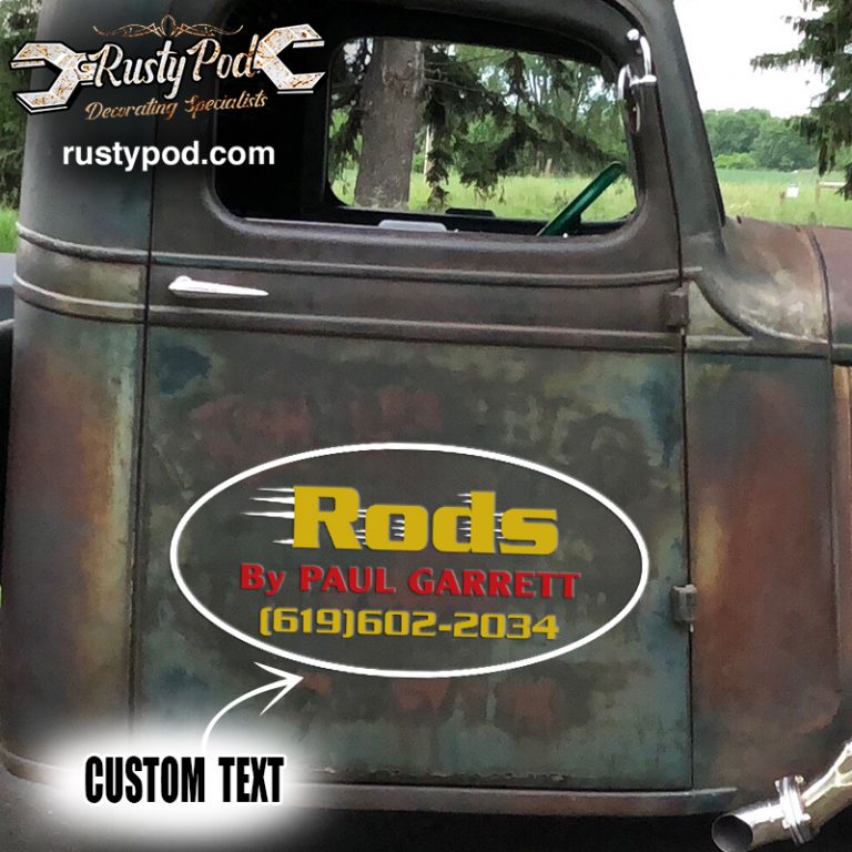 personalized hot rod lettering vinyl sticker 10404 - Rustypod Store
