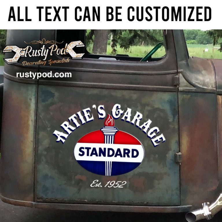 Garage Sticker Example personalized garage lettering hand paint vinyl sticker 10597 - Rustypod ...