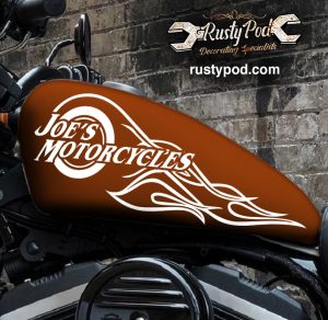 Personalized Flaming Lettering Motorcycle Fuel Tank Decal