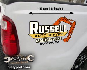 Personalized construction excavator lettering sticker