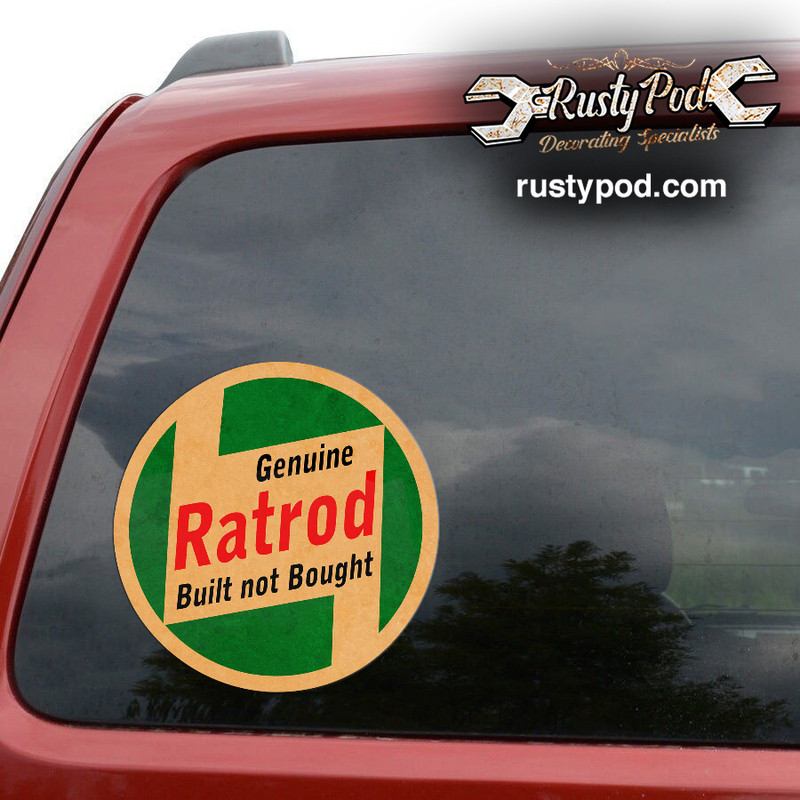 thumbnail interactive-video image 1 of "Built Not Bought" Hot Rod Decal Sticker - Vintage Garage Mancave Car Sticker 1 of 4
