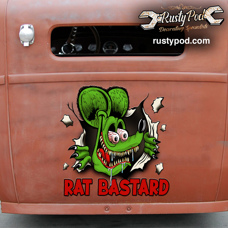 HOT ROD JUNKIE Sticker Decal Vintage Retro Rat Fink Weirdo Style