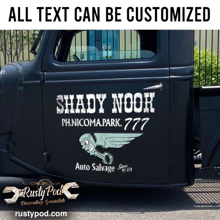 Personalized angry piston lettering sticker 11555 - Rustypod Store