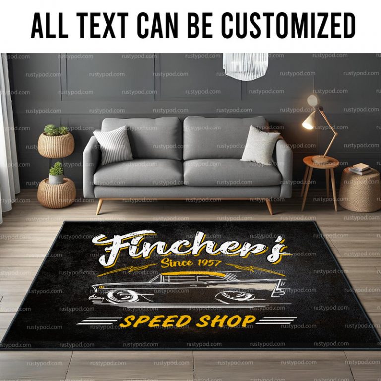 Custom Garage Rugs personalized lowbrow garage | hot rod garage | speed shop | pinstripe ...