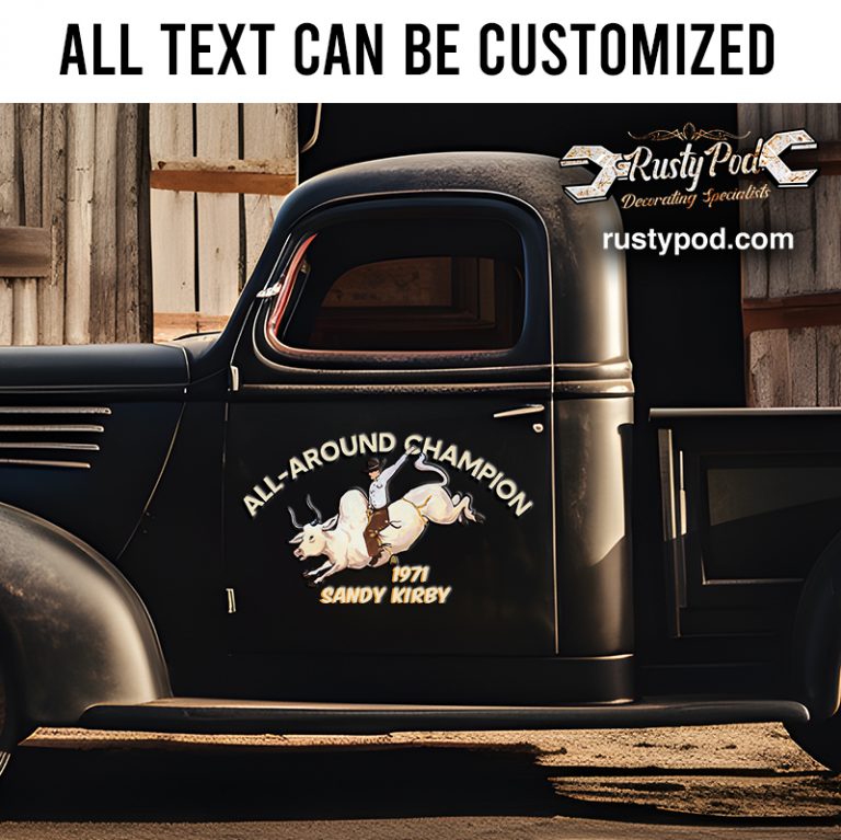 personalized rodeo cowboy bull riding sticker 11930 - Rustypod Store