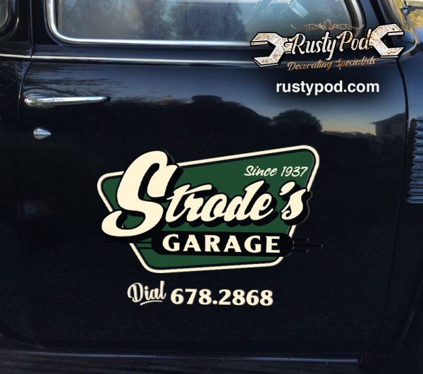 personalized hot rod garage lettering sticker 11004 - Rustypod Store