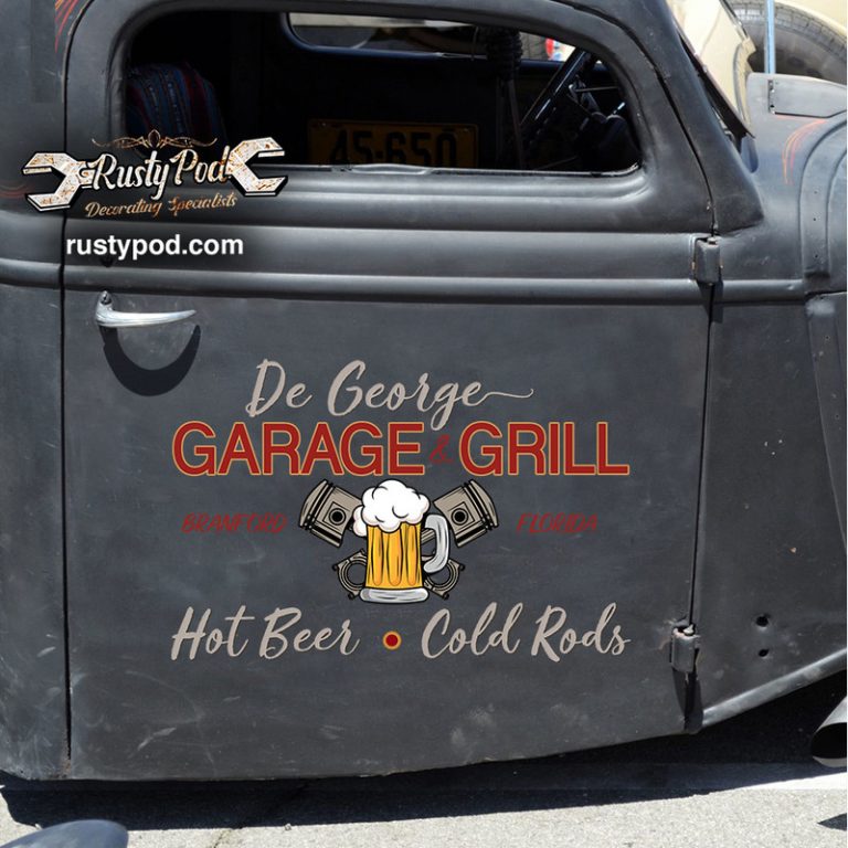 personalized beer and crossing piston garage hot beer cold rods sticker ...