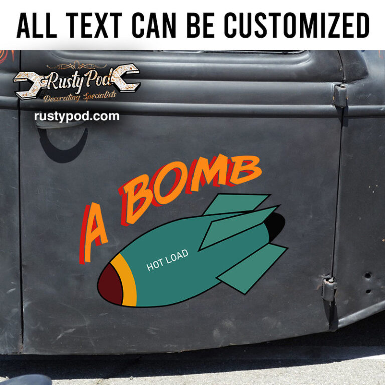 personalized bomb nose art hot rod door art old school truck lettering ...