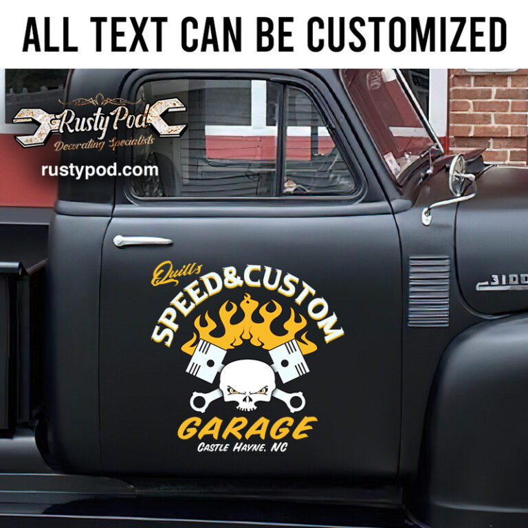 personalized flaming skull hot rod door art kustom kulture crossing ...