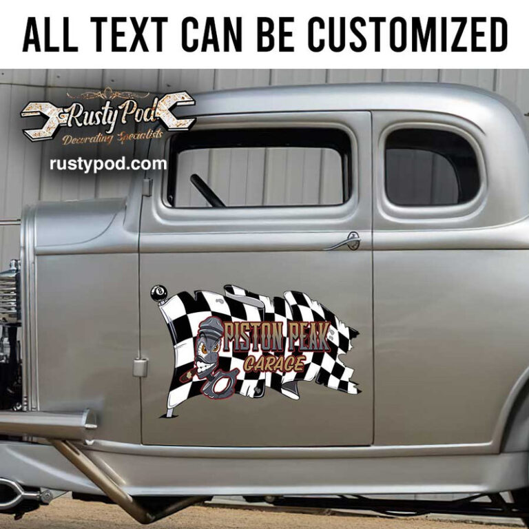 personalized angry piston and cheker flag lettering gasser lettering ...