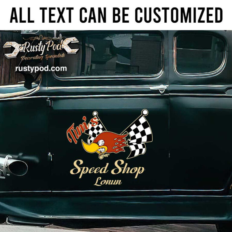 personalized mr horsepower and checker flag angry wood pecker speed ...