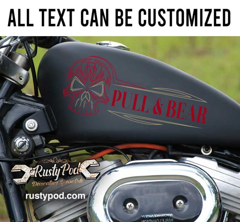 personalized motorcycle gas tank decal sugar skull pinstriping hand ...