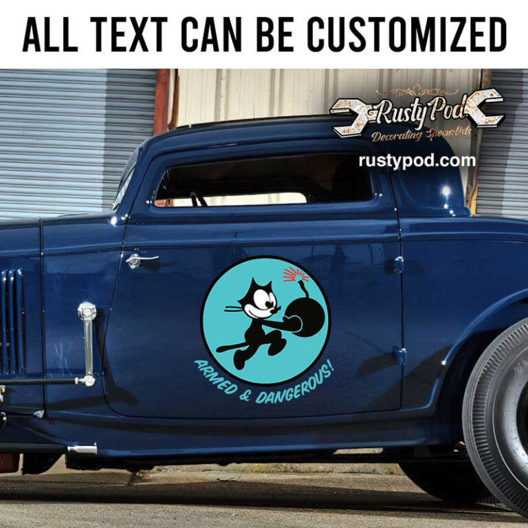 personalized felix hot rod lettering rat rod door art cartoon hot rod ...