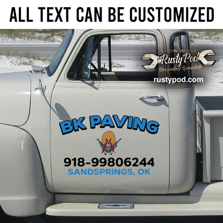 personalized truck graphics yosemite hot rod lettering rat rod door art