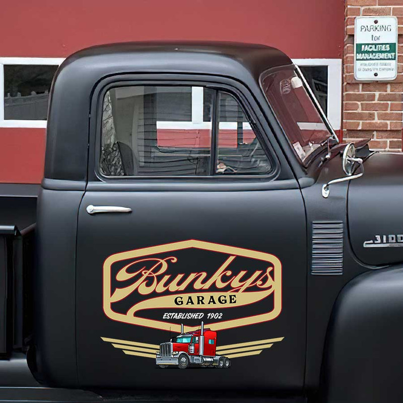 personalized vintage garage door sign shop truck door sign truck graphix rat rod door art sticker 12816 - Image 3