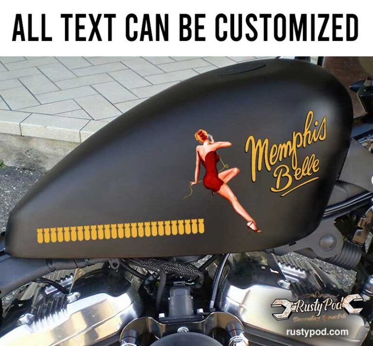 personalized memphis belle aircraft nose art motorcycle gas tank decal