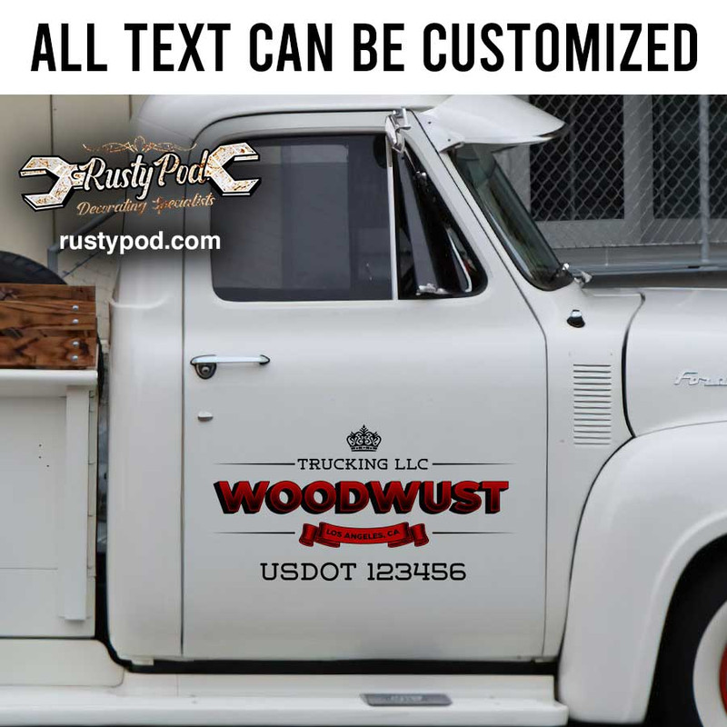 personalized crown logo lettering trucking company door sign transport company sign sticker 13001